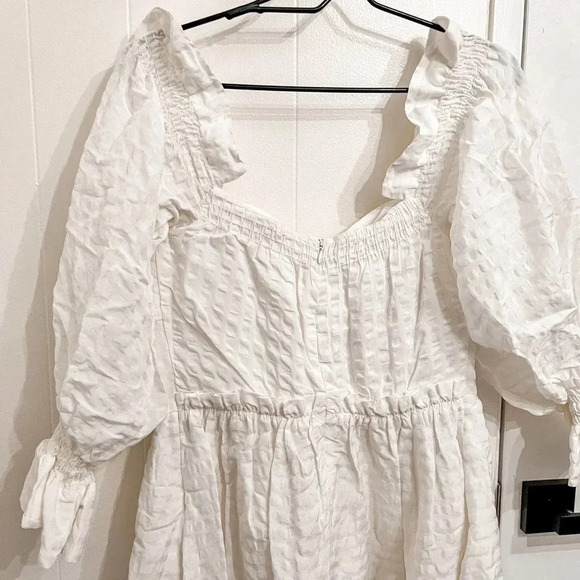 Cult Gaia Simona white linen off shoulder midi Dress size Large - Picture 14 of 16
